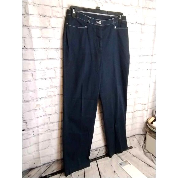 TanJay Women's Navy and White Stitching Chino Pants Size 12 - Picture 6 of 8